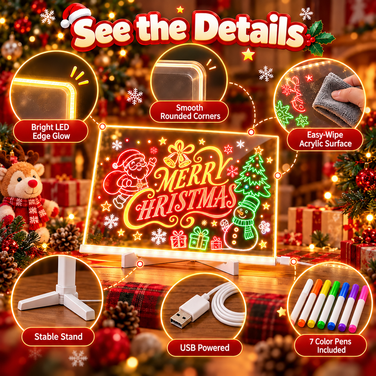 ⏳ Last day to save 50% – 🎄✨LED Light-Up Drawing Board for Kids🎨