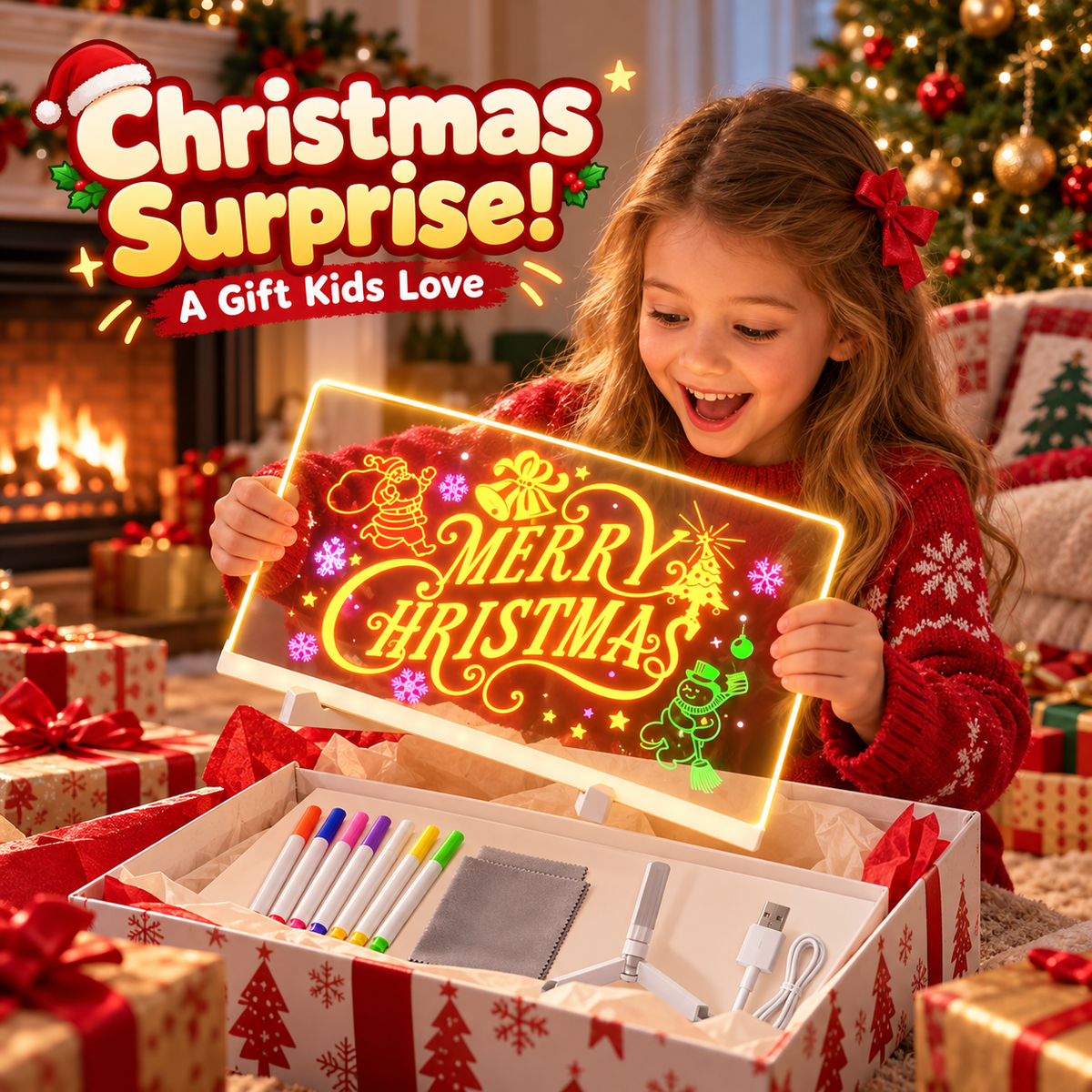 ⏳ Last day to save 50% – 🎄✨LED Light-Up Drawing Board for Kids🎨